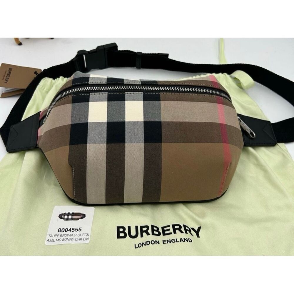 Burberry Sonny Check Crossbody/Belt Bag in Beige and Black